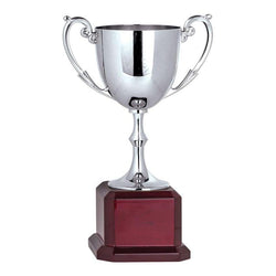 Nickel Plated Cup on Square Rosewood Base , 15