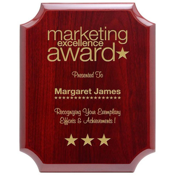 notched corner laser engraved piano finish plaque-D&G Trophies Inc.-D and G Trophies Inc.