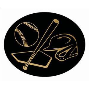 Oval Dome Insert, Black/Gold Baseball-D&G Trophies Inc.-D and G Trophies Inc.