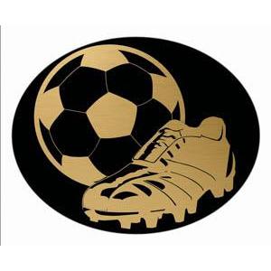 Oval Dome Insert, Black/Gold Soccer-D&G Trophies Inc.-D and G Trophies Inc.
