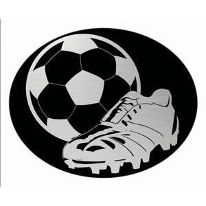 Oval Dome Insert, Black/Silver Soccer-D&G Trophies Inc.-D and G Trophies Inc.