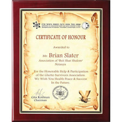 Piano Finish Certificate Holder-D&G Trophies Inc.-D and G Trophies Inc.