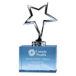 Polished Hollow Star on Blue Crystal Block, 6.75"-D&G Trophies Inc.-D and G Trophies Inc.