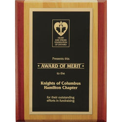 Red alder with a plate plaque-D&G Trophies Inc.-D and G Trophies Inc.