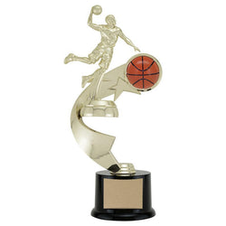 ribbon star basketball figure achievement award-D&G Trophies Inc.-D and G Trophies Inc.