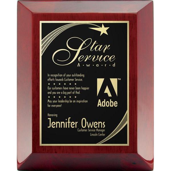 Rosewood Wide Bevel With a Plate Piano Finish-D&G Trophies Inc.-D and G Trophies Inc.
