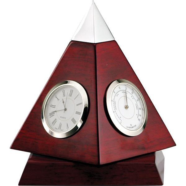 rotating rosewood pyramid clock giftware-D&G Trophies Inc.-D and G Trophies Inc.