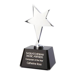 Silver Star on Black Crystal Square Base 6