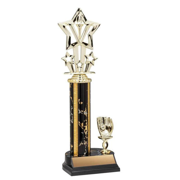 Trophy Kit Black/Gold Marble Round on RSB Black Base w Trim Post, 6"-D&G Trophies Inc.-D and G Trophies Inc.