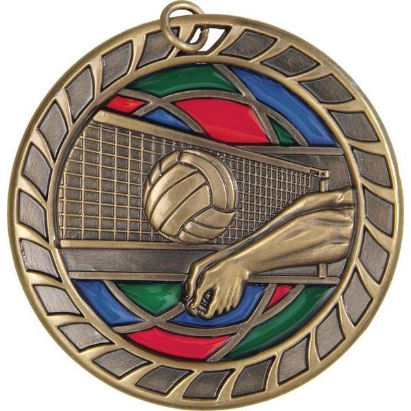 volleyball stained glass medal-D&G Trophies Inc.-D and G Trophies Inc.